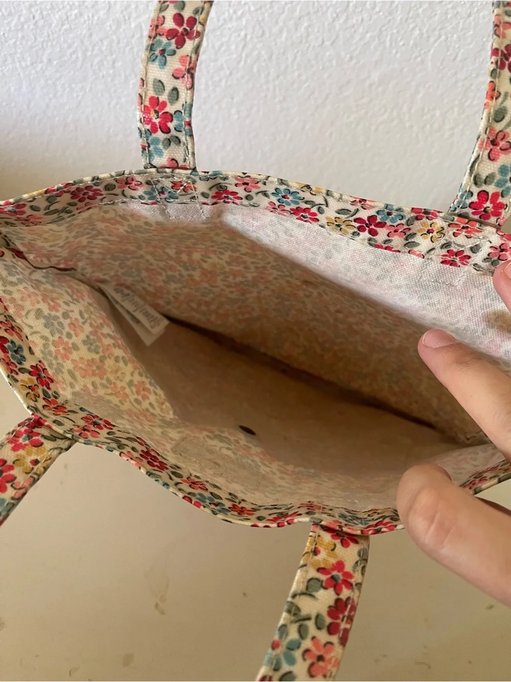 Cath Kidston Cream Floral Tote with Pink, Blue & Yellow Flowers